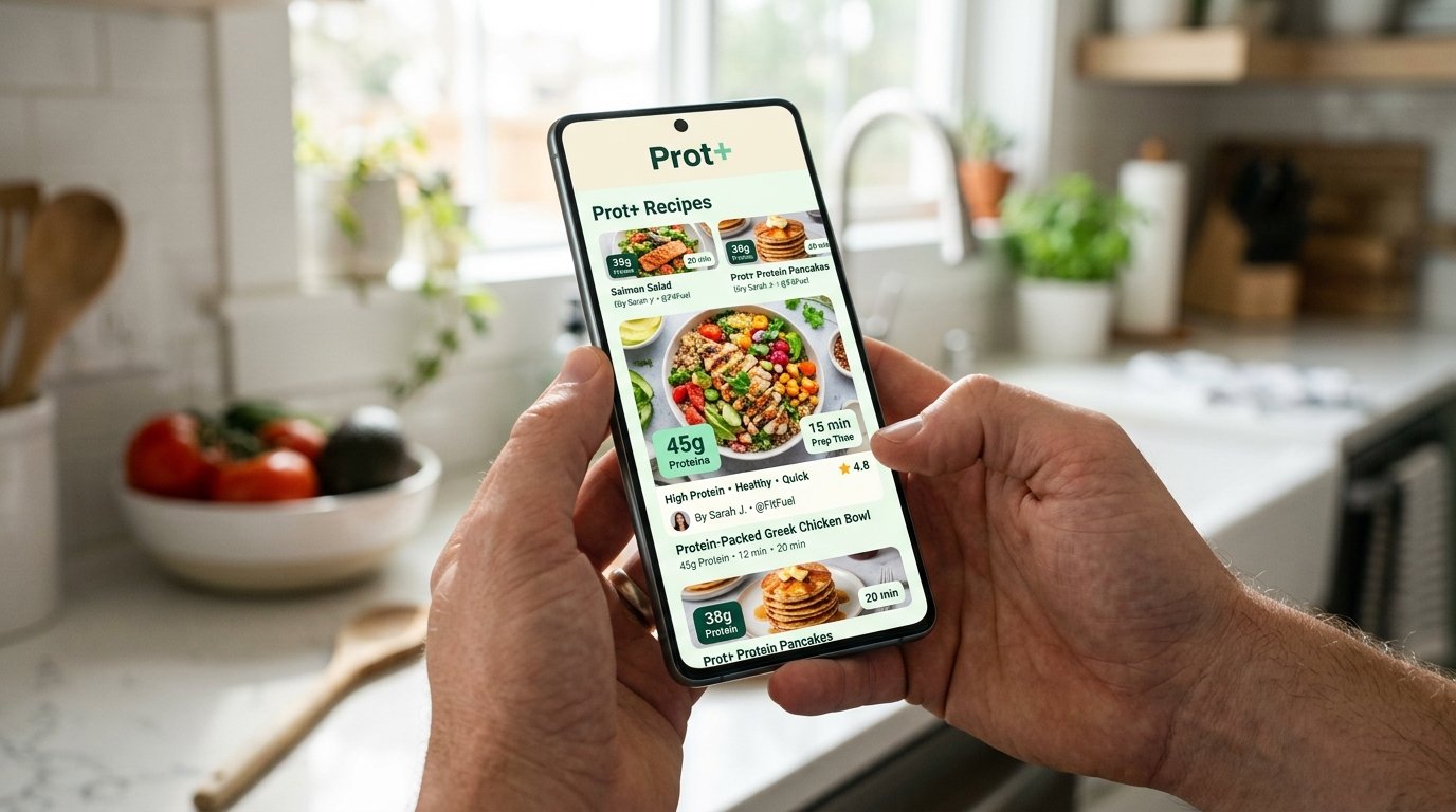 Catálogo com 120 receitas proteicas calculadas na grama no celular