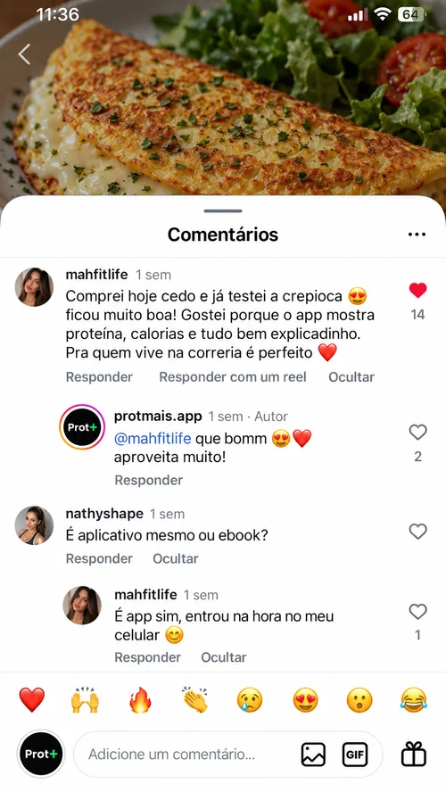 Print de depoimento de aluno do Prot+