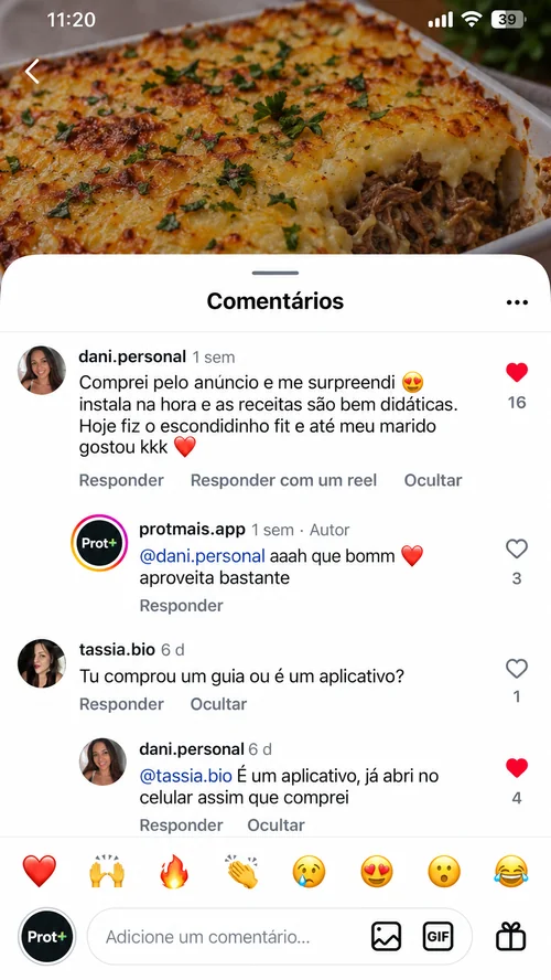Print de depoimento de aluno do Prot+