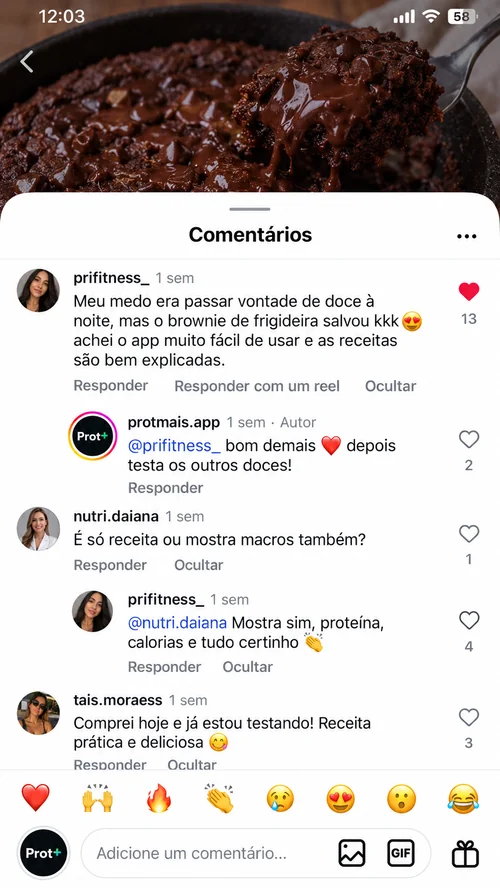 Print de depoimento de aluno do Prot+